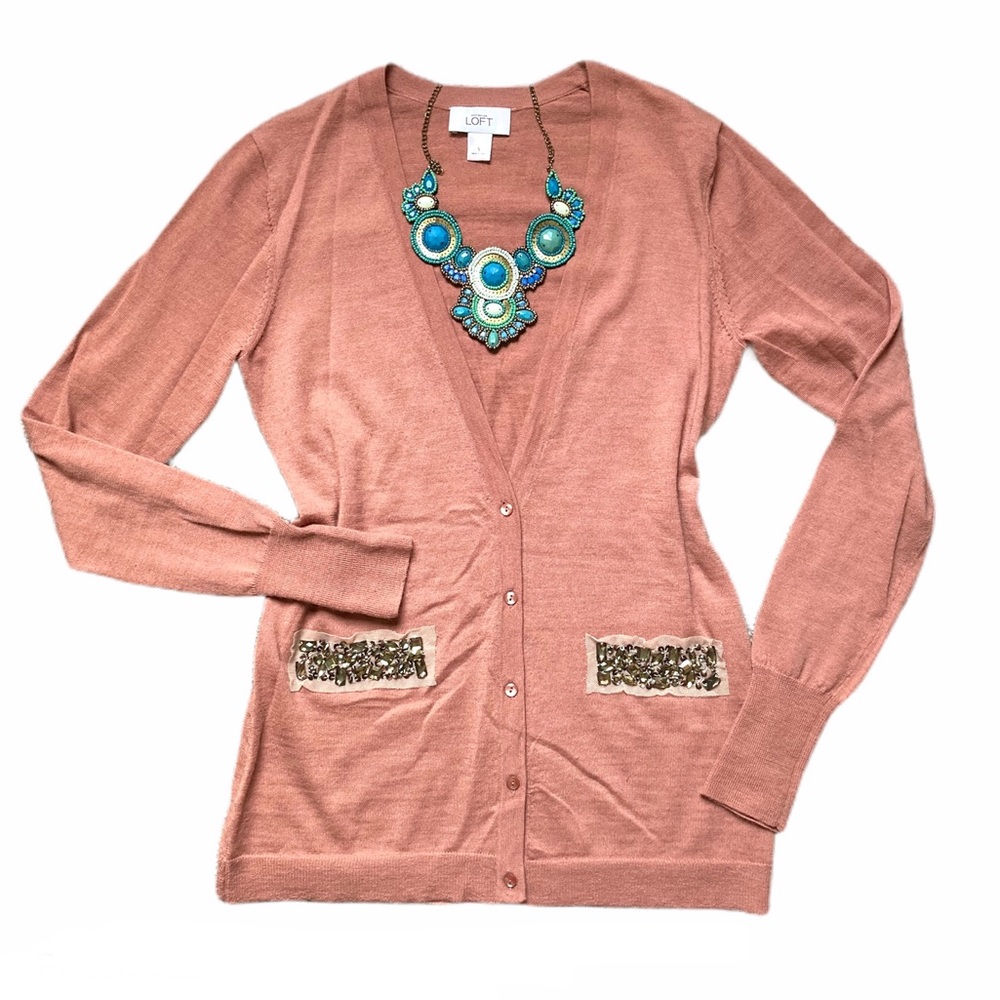 Ann Taylor Loft Cardigan Mauve Pink Size S & M
